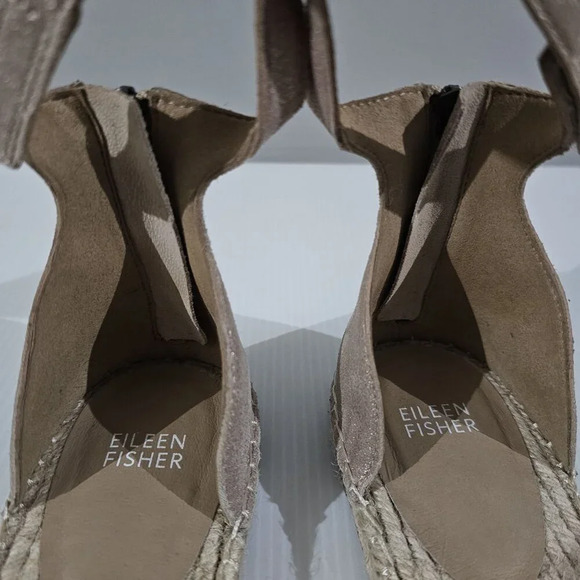 NEW Eileen Fisher Lala Espadrille Flat Metallic Tan Leather Jute Size 10 - Picture 6 of 13